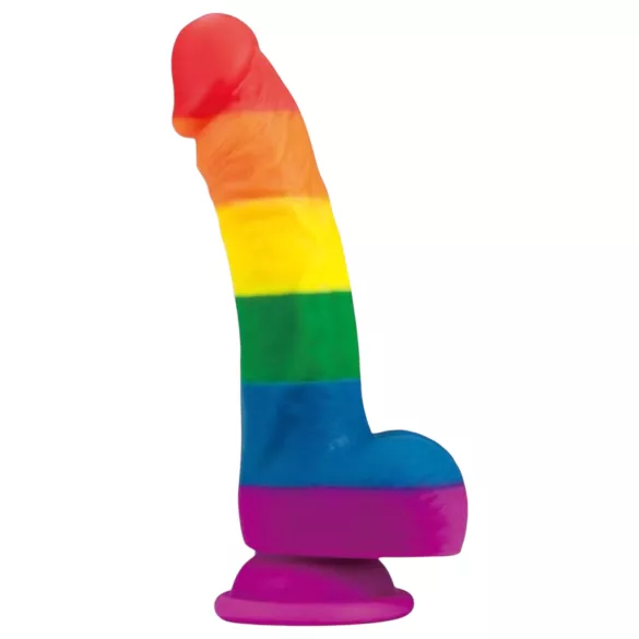 Lovetoy Prider - realistični dildo - silikonski - 19 cm - mavrični