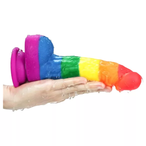 Lovetoy Prider - realistični dildo - silikonski - 19 cm - mavrični