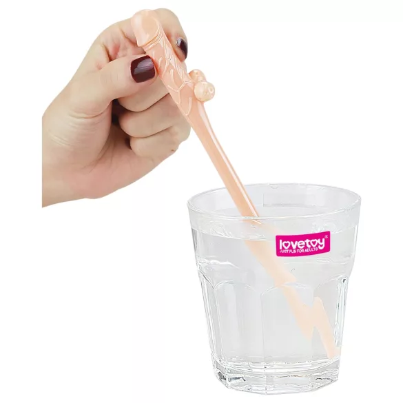 Lovetoy - realistična penis slamica - naravna barva