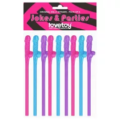 Lovetoy - realistična penis slamica - roza modra vijolična
