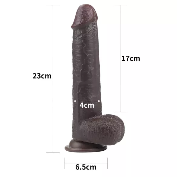 Lovetoy - dildo z dvojnim slojem - 23 cm - rjava
