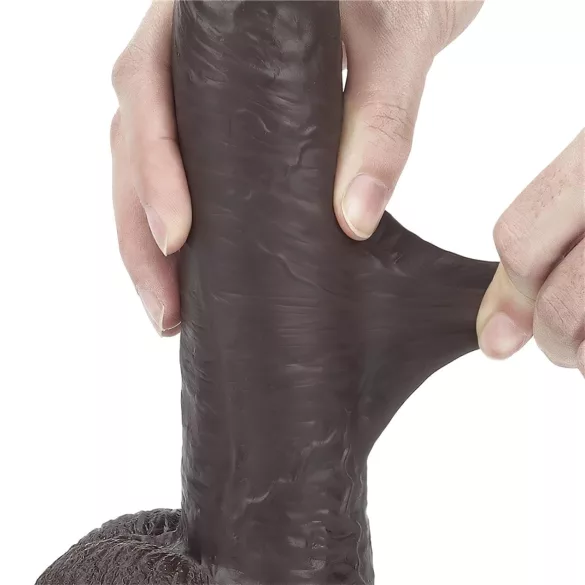 Lovetoy - dildo z dvojnim slojem - 23 cm - rjava