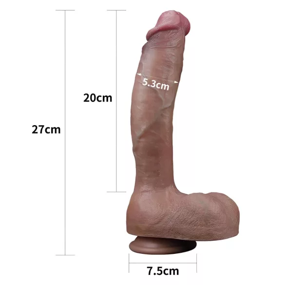 Lovetoy Nature Cock - realistični dildo - dvojna plast - 26 cm - nevtralna barva