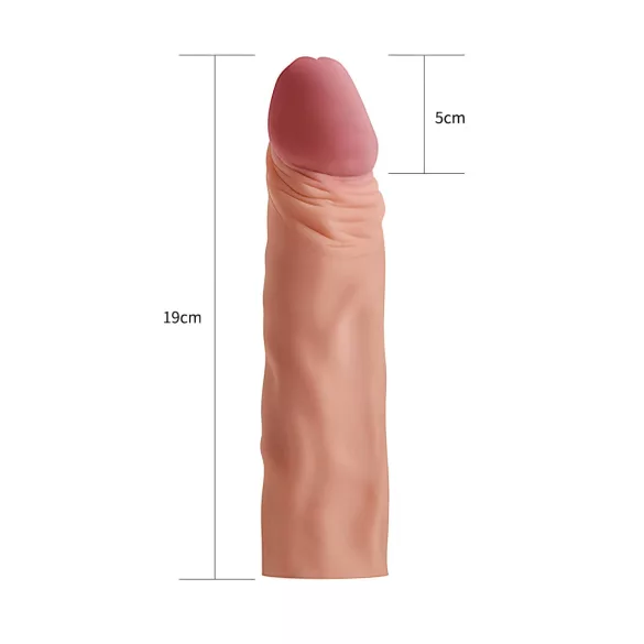 Lovetoy Pleasure X-tender - penis tulec - podaljšek - 19 cm - naravna barva