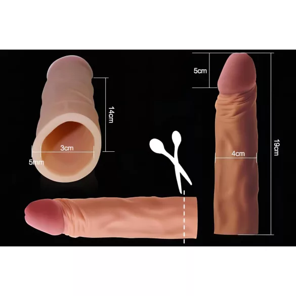 Lovetoy Pleasure X-tender - penis tulec - podaljšek - 19 cm - naravna barva