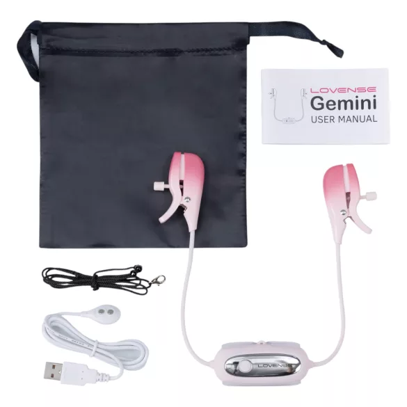 Lovense Gemini - z aplikacijo upravljane vibracijske sponke za bradavičke (roza)