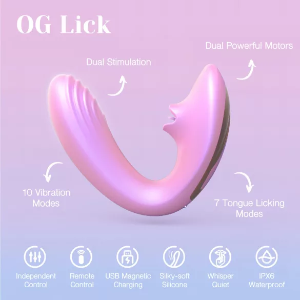 Tracy's Dog OG Lick - vibrator za G-točko in klitoralni stimulator (roza)