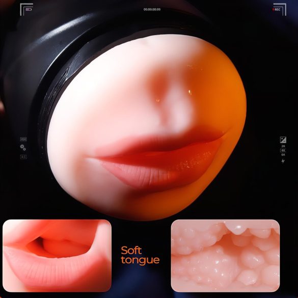 Leopard - vibracijski penis masturbator z usti in vagino - natur