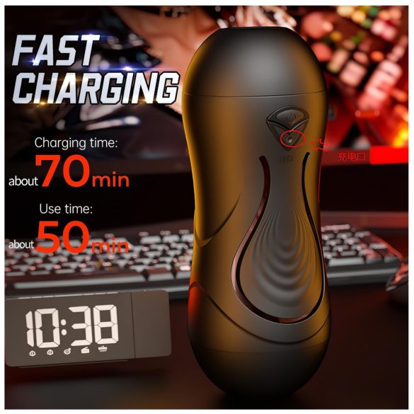 Leopard - vibracijski penis masturbator z usti in vagino - natur