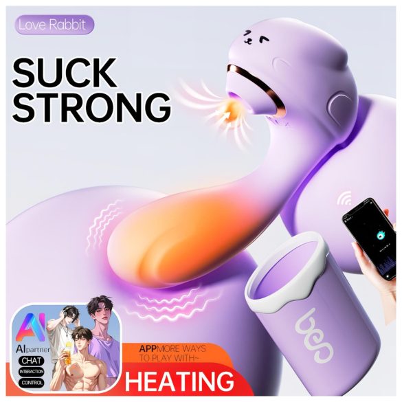 Leopard - vibrator z vakuumom in vibracijami - vijolična