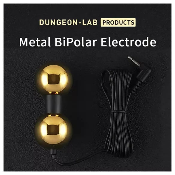 DG-LAB BiPolar B - dvopolna, peščena ura oblikovana kovinska elektroda (zlata)