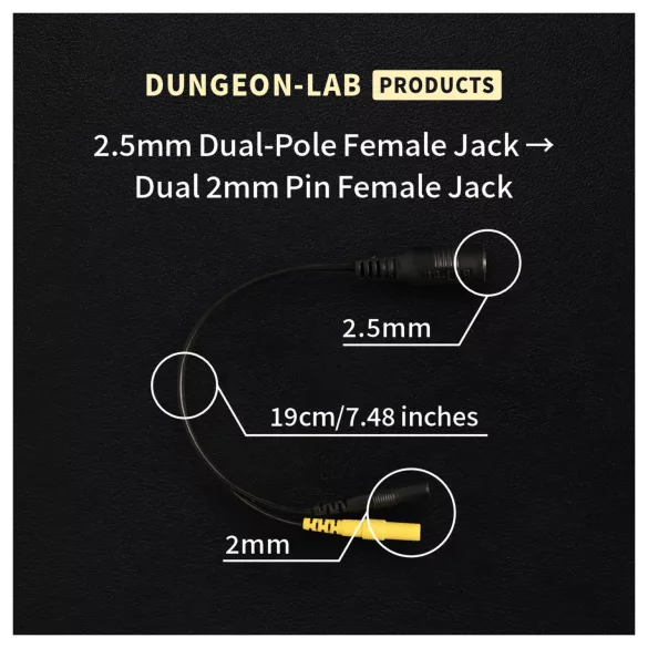 DG-LAB - razdelilec elektrod iz 2,5 mm vtiča na 2 mm (črn)