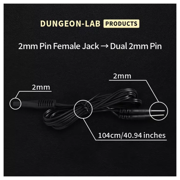 DG-LAB - 2 mm podaljšek in razdelilni kabel za elektrodo (črn)