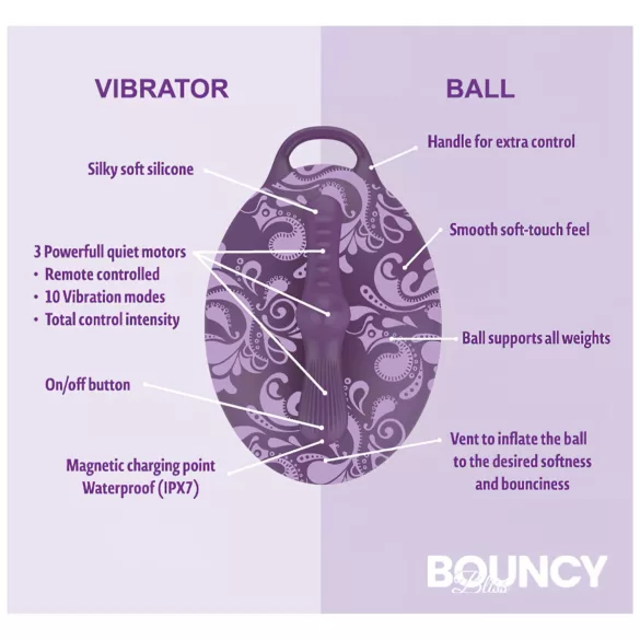 Bouncy Bliss Classic - napihljiva blazina z vibratorjem - vijolična