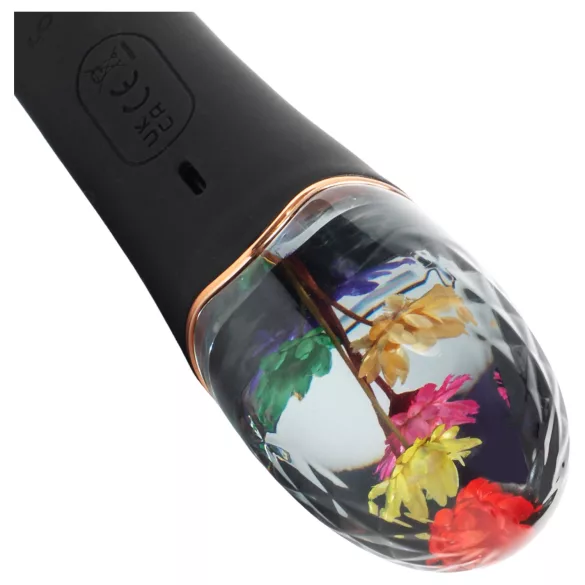 LOVISS Flower - vibrator z ročico za klitoris in točko G (črn)