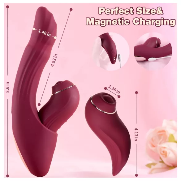 Vibeconnect - vibrator za G-točko in klitoris - 2v1 - rdeč