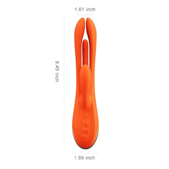 Honey Play Box Terri - aplikacijsko voden vibrator s ščetko za klitoris (oranžen)