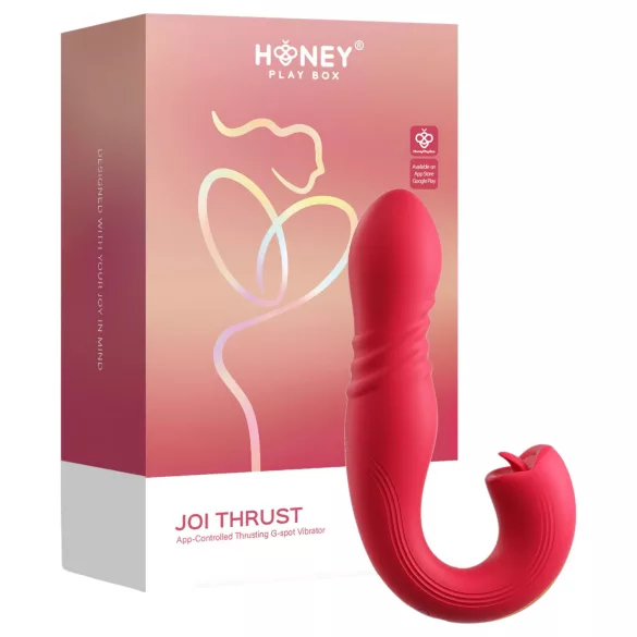 Honey Play Box Joi Thrust 2 - vibrator z izstiskanjem in jezikom - rdeč
