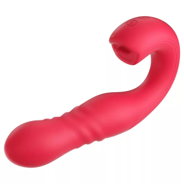 Honey Play Box Joi Thrust 2 - vibrator z izstiskanjem in jezikom - rdeč