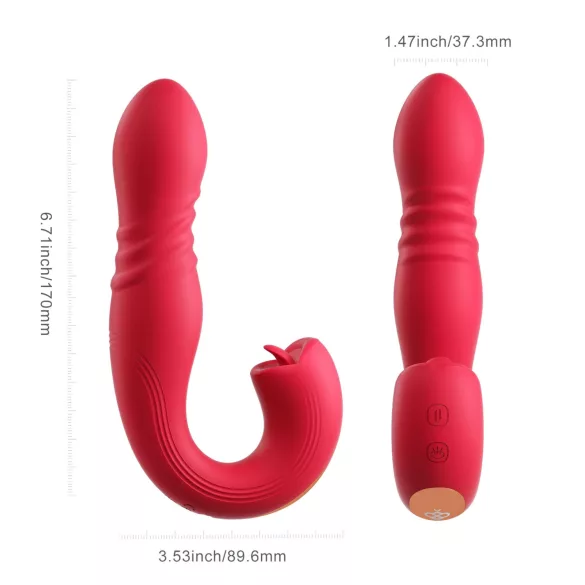 Honey Play Box Joi Thrust 2 - vibrator z izstiskanjem in jezikom - rdeč