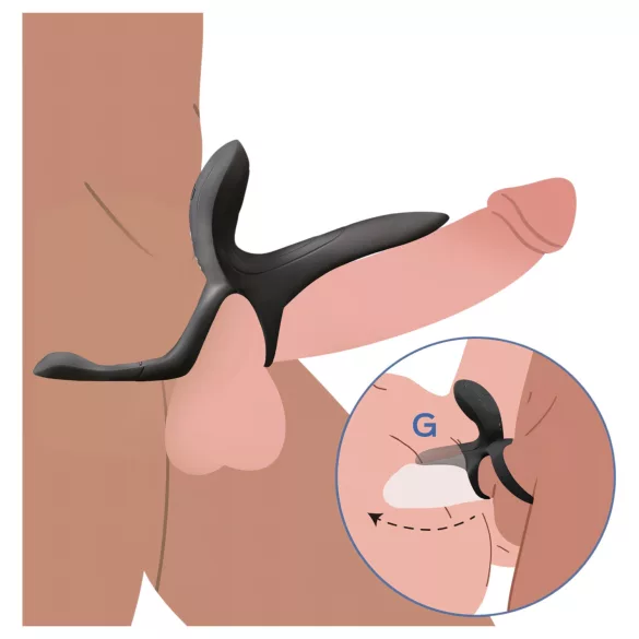 Honey Play Box Pleasure Pivot - vibratorni obroč za penis in moda - črn