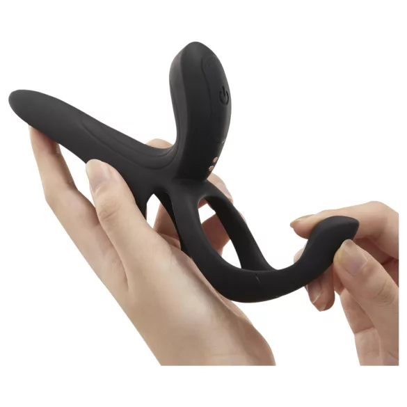 Honey Play Box Pleasure Pivot - vibratorni obroč za penis in moda - črn