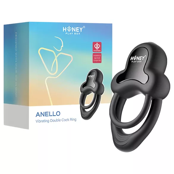 Honey Play Box Anello - vibracijski obroč za penis in moda - črna