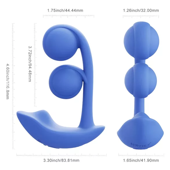 Honey Play Box Melody - aplikacijo upravljan 2-v-1 vibrator z biseri (moder)