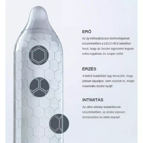 LELO Hex Original - kondomi - tanek in močan - 3 kosi
