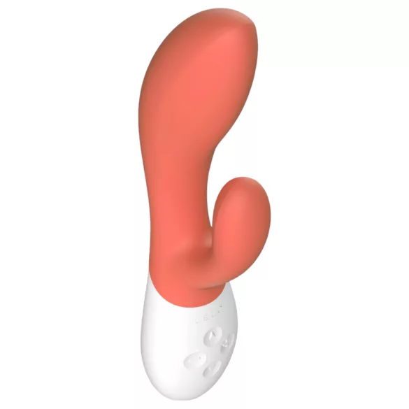 LELO Ina 3 - polnilni vodoodporni vibrator za dvojno stimulacijo - koralna barva