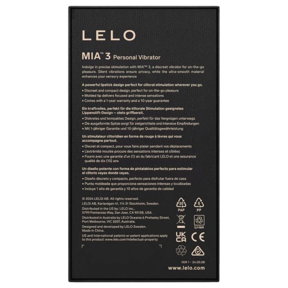 LELO Mia 3 - mini vibrator v obliki šminke - črna
