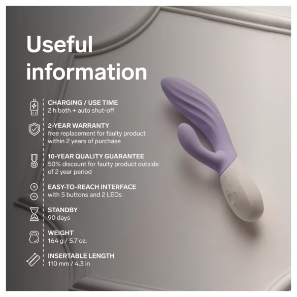 LELO INA Twist - vibrator za točko G z ročico za stimulacijo klitorisa, upravljan prek aplikacije (vijoličen)