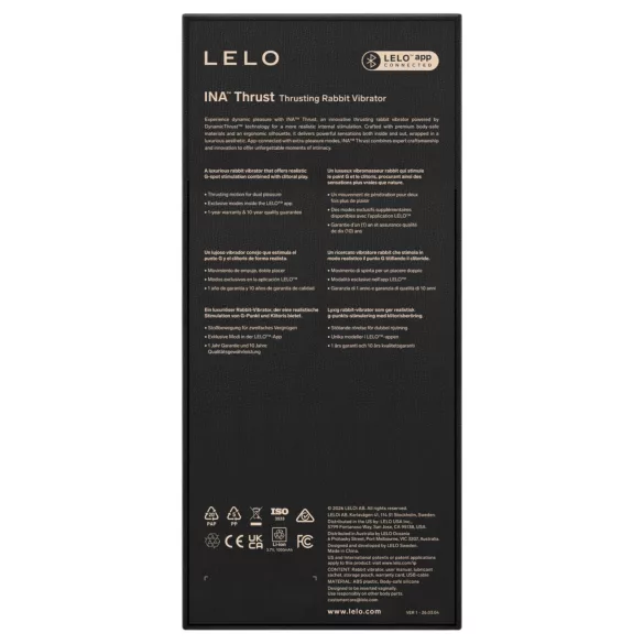 LELO - INA Thrust potisni zajčji vibrator (črn)