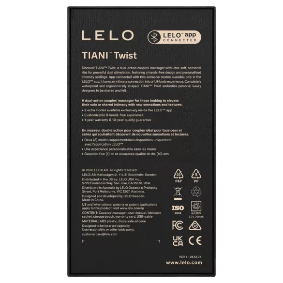 LELO Tiani Twist - aplikacijsko voden vibrator za pare (roza)
