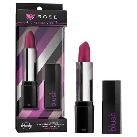 Blush - vibrator v obliki šminke - vodoodporen - črna-roza
