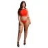 Le Désir Plus Size - erotični komplet z okrasnimi kamenčki - rdeč (XL-3XL)