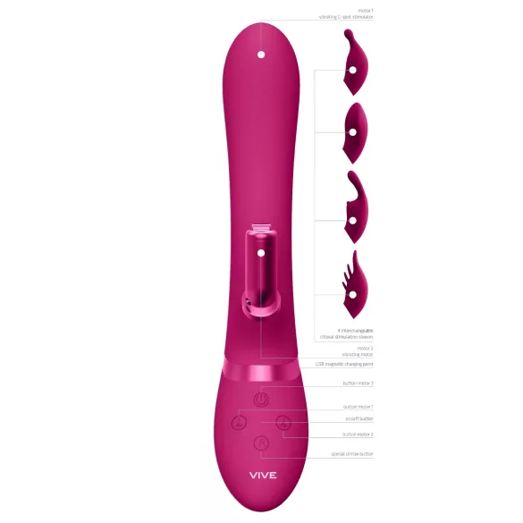 Vive Chou - vibrator za klitoris z ročko - polnjenje USB, zamenljiva glava
