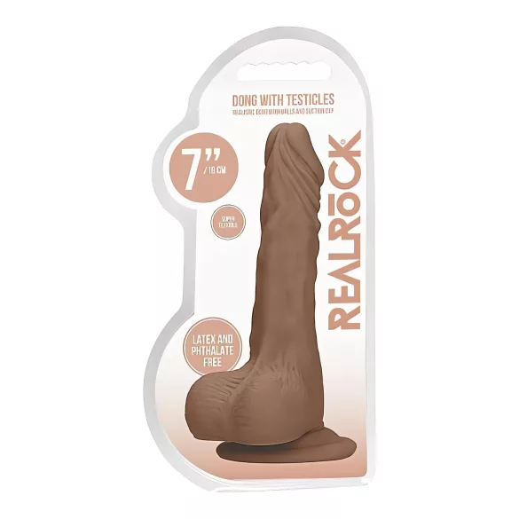 RealRock - dildo z modom - realističen, z modo - 17 cm - temno naravna barva