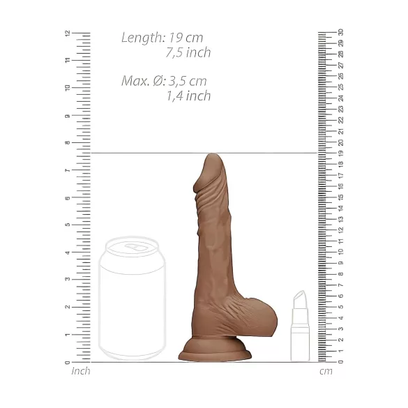 RealRock - dildo z modom - realističen, z modo - 17 cm - temno naravna barva