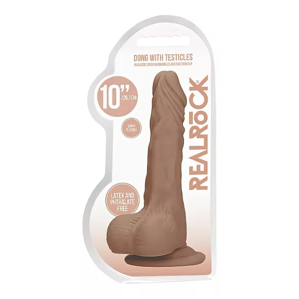 RealRock - dildo z modom - realističen videz - temno natur, 25 cm