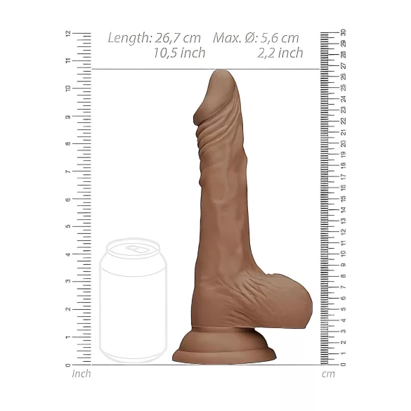 RealRock - dildo z modom - realističen videz - temno natur, 25 cm