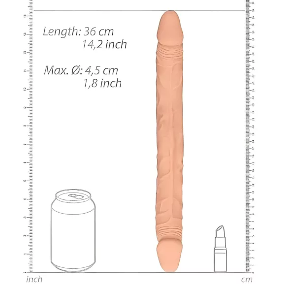 RealRock - dvojni dildo - 36 cm - naravna barva