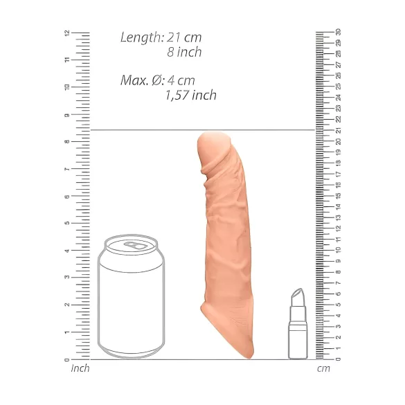 RealRock - penis rokav - 21 cm - naravno