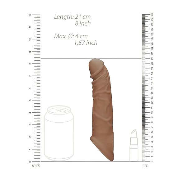 RealRock - podaljšek za penis - 21 cm - temno naravno