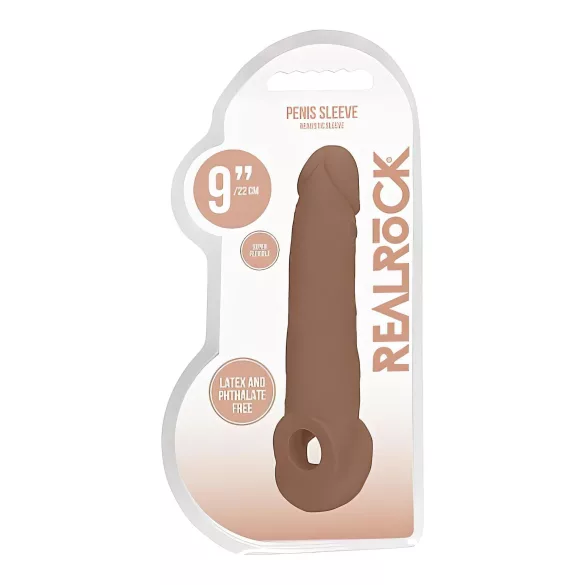 RealRock - penis rokav - 21,5 cm - temno naravna barva