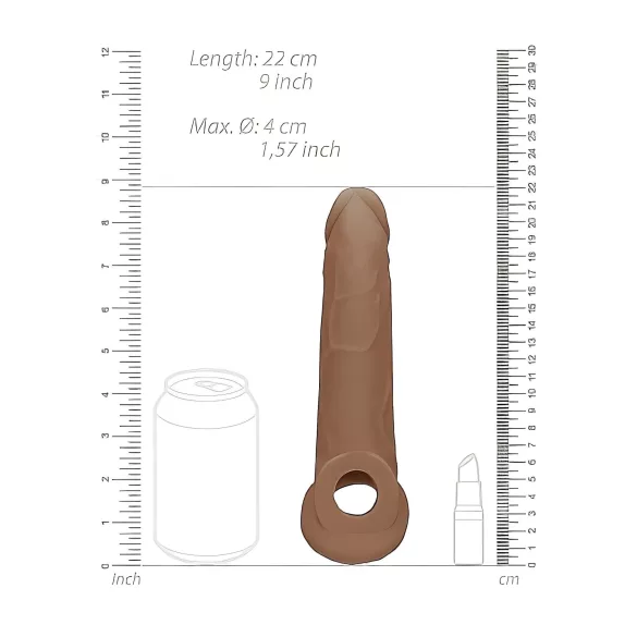 RealRock - penis rokav - 21,5 cm - temno naravna barva