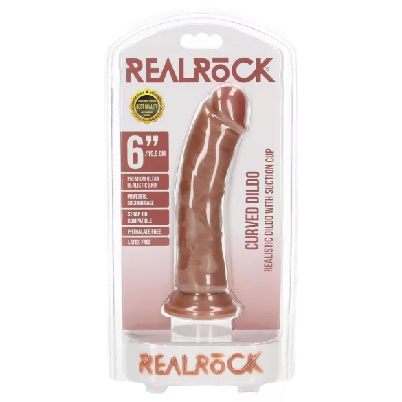 RealRock - realistični dildo - 15,5 cm - temna koža