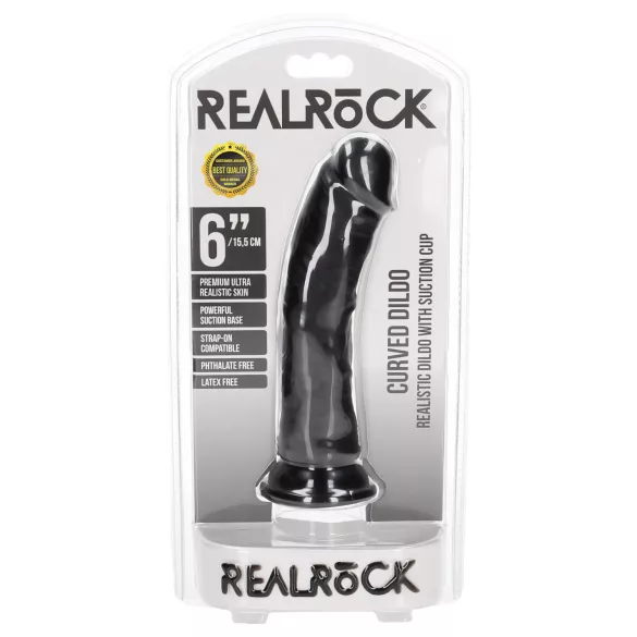 RealRock - realistični dildo s priseskom - 15,5 cm - črn