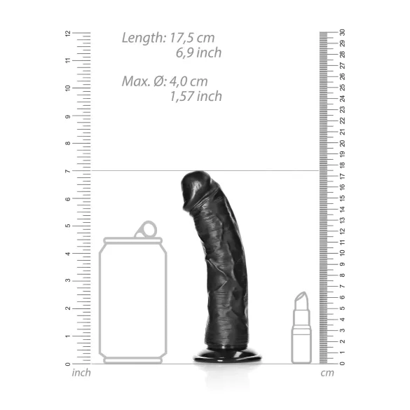 RealRock - realistični dildo s priseskom - 15,5 cm - črn