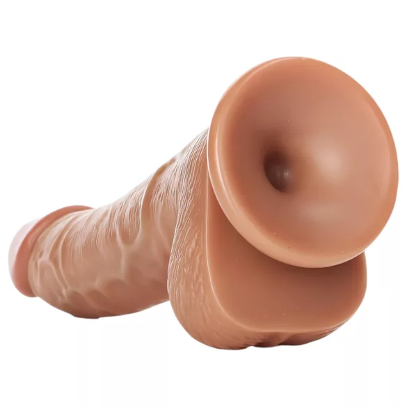 RealRock - dildo s priseskom in modom - 15,5 cm - temna koža